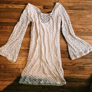 FREE PEOPLE WOMENS BOHO DRESS LACE FLORAL
